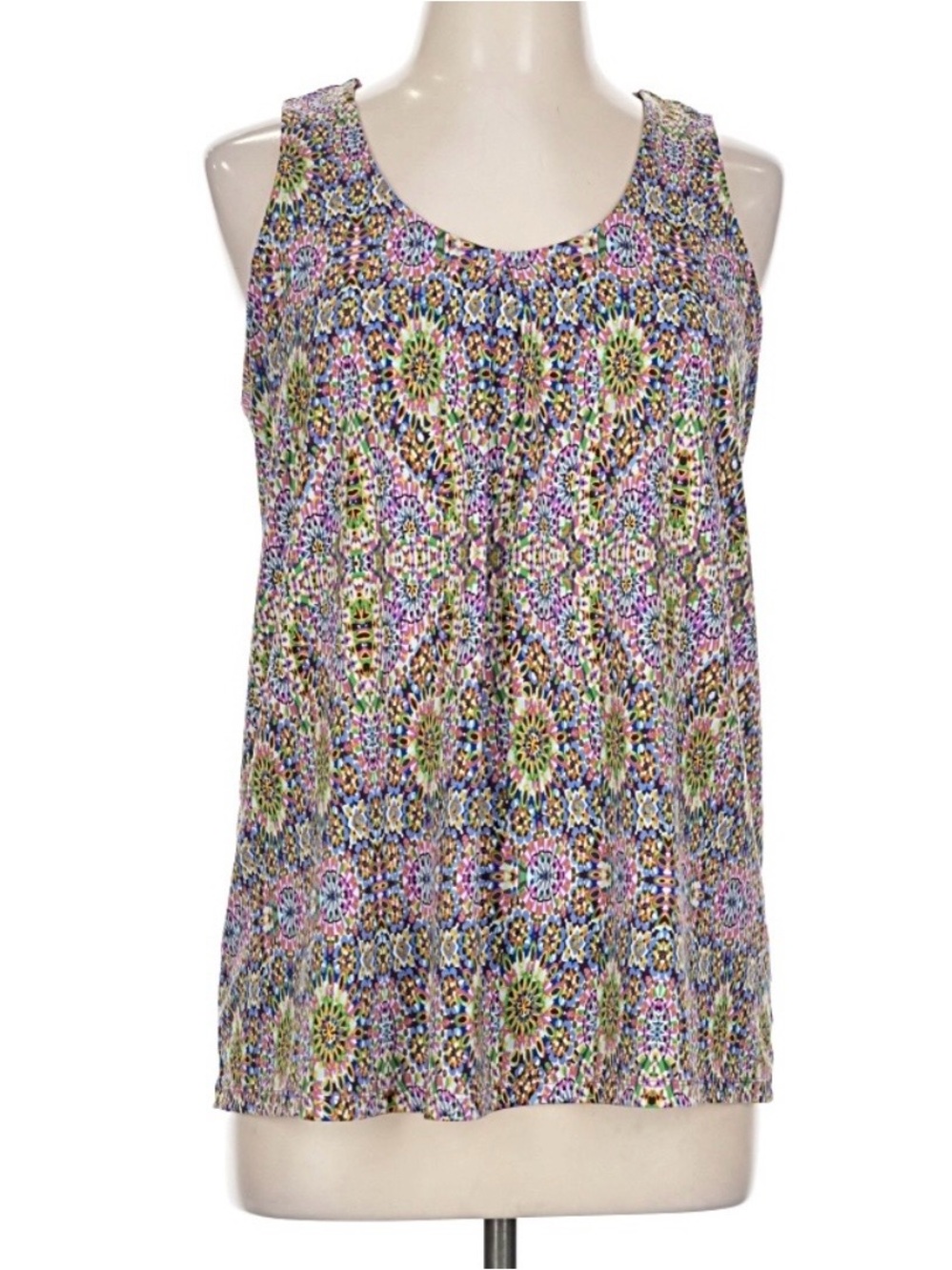 The Limited Multicolor Floral Mosaic Scoop Neck Tank